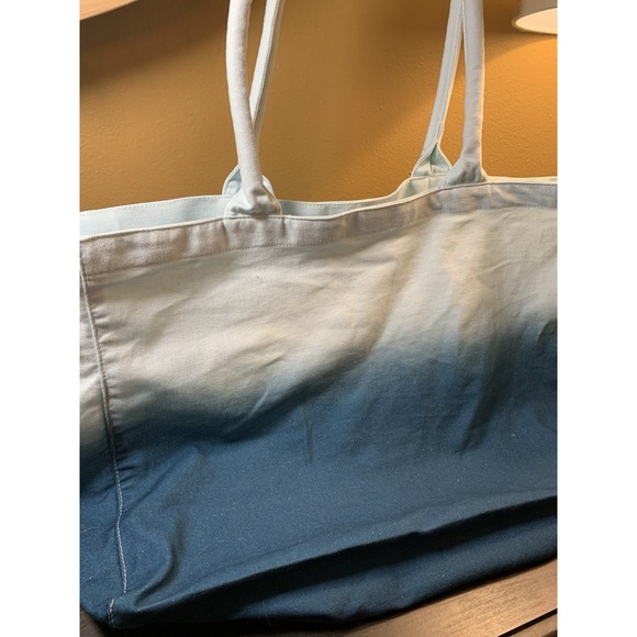 Athleta Tote Bag Gym‎ Blue Ombre Large Canvas Shopping Bag 18x13 Travel Open - Picture 4 of 12